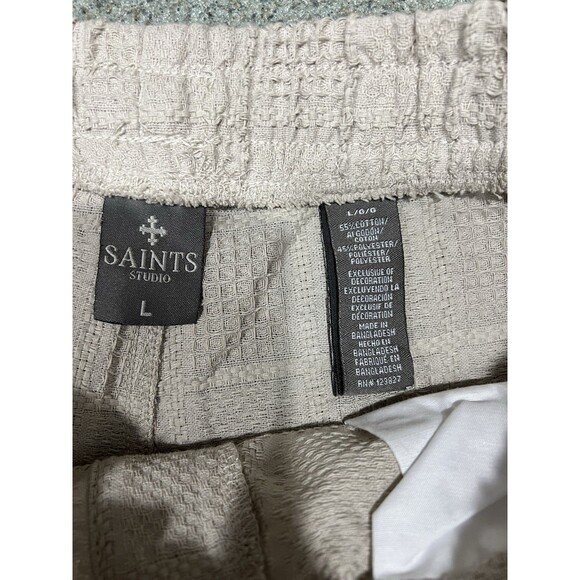SAINTS STUDIO Men's Shorts Size Large Beige Textured Casual Cool Logo Pockets - Picture 4 of 13